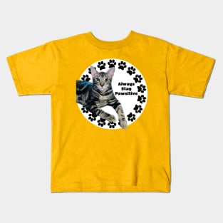 Always Stay Positive Grey Cat Kids T-Shirt